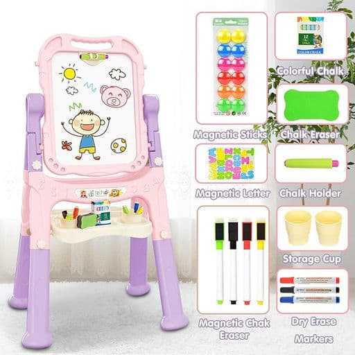 Amagoing Easel for Kids, Adjustable Standing Art Easel for Toddler