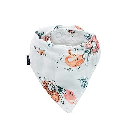 Bebe au Lait Oh So Soft Muslin Baby Bandana Bib, 4-Layer Muslin Design, Stylish Pattern - Mermaids