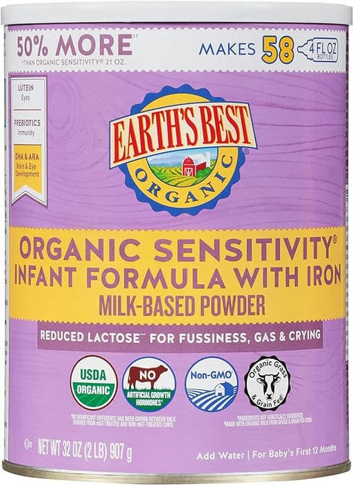 Earth's Best Organic Sensitive Baby Formula for Babies