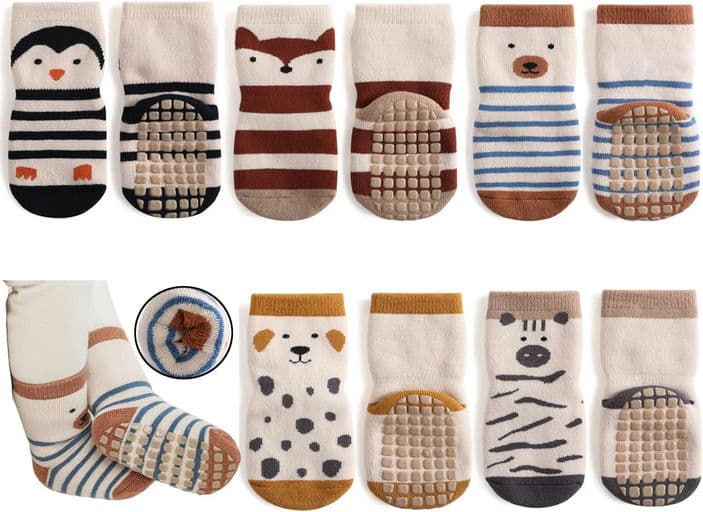 Exegawe Baby Non Slip Socks Winter 5 Pairs