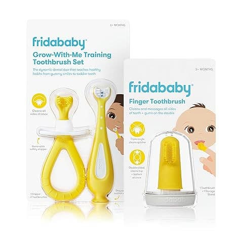 SmileFrida Finger Toothbrush and Grow-with-Me Training Toothbrush Set