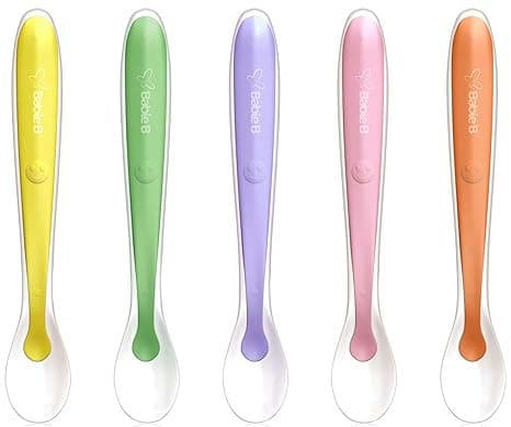 Baby Spoons with Silicone Soft-Tip - for Infants & Toddlers - Safe for Solid Feeding - Gum-Friendly Great Baby Shower Gift - Set of 5 Pack