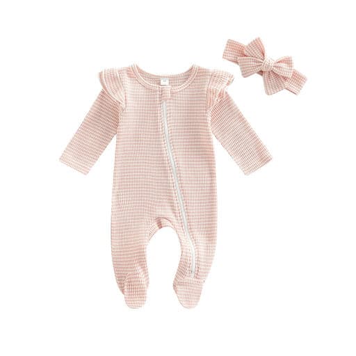 Newborn Baby Boy Girl Zipper Footies Sleep and Play Pjs Cotton One-Piece Romper Jumpsuit Pajamas Unisex Sleepers