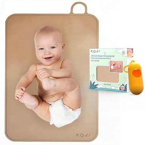 K.O.L.I Silicone Diaper Changing Pad for Baby with Plastic Diaper Bag Dispenser and Bags