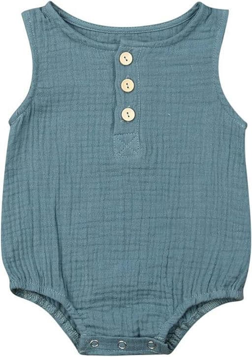 Organic Cotton Newborn Infant Baby Girl Sleeveless Plain Bodysuit Rompers Outfit One Piece