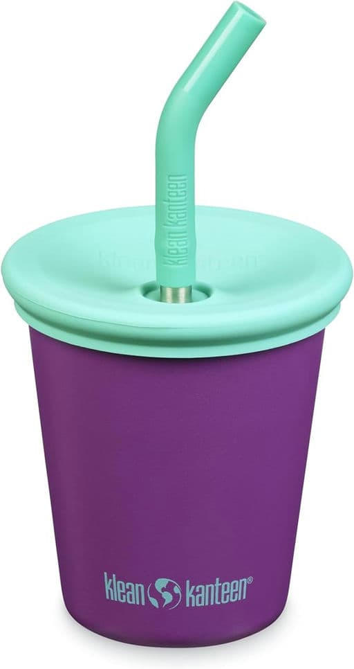 Klean Kanteen Kid Cup 10oz Stainless Steel Cup with Spill-Poof Straw Lid - Sparkling Grape