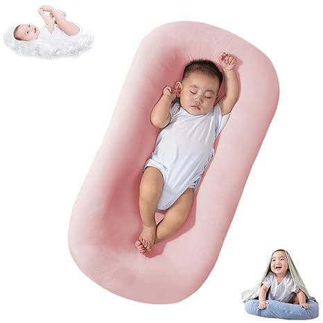 Baby Lounger Snuggle Me Lounger for Baby, Bionic Design Baby Nest Sleeper Baby Lounger for Newborn 0-24 Months, Soft Organic Cotton Breathable Lounger Pillow for Infants (Pink Newborn Lounger)