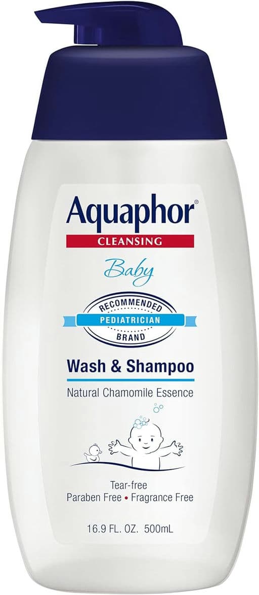 Aquaphor Baby Wash and Shampoo - Mild, Tear-free 2-in-1 Solution for Baby’s Sensitive Skin - 16.9 fl. oz. Pump