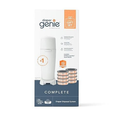 Diaper Genie Complete Diaper Pail, 8 Refill Bags, 1 Carbon Filter