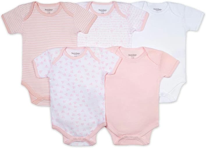 Burt's Bees Baby Organic Short Sleeve Bodysuit (5 Pack) - Sunshine, 0-3 Months