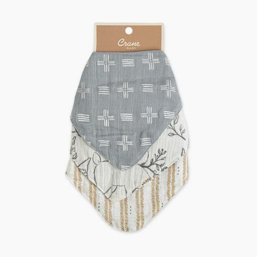CRANE BABY Cotton 4 Layer Muslin Bib Set