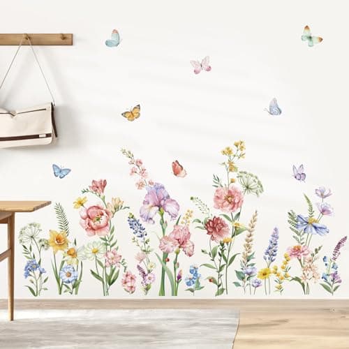 Decalmile Spring Garden Flower Wall Stickers