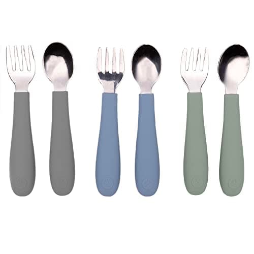 WeeSprout Toddler Utensils, Stainless Steel & Food Grade Silicone