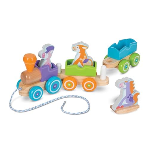 Melissa & Doug Wooden Rocking Farm Animals Pull Train