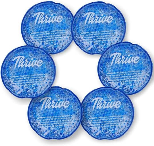 Thrive Round Hot & Cold Ice Packs (6 Pack) – FSA HSA Approved Product - Reusable Gel Bead Ice Pack w/Cloth Fabric Backing – Hot and Cold Pack for Tired Eyes, Sinus Relief
