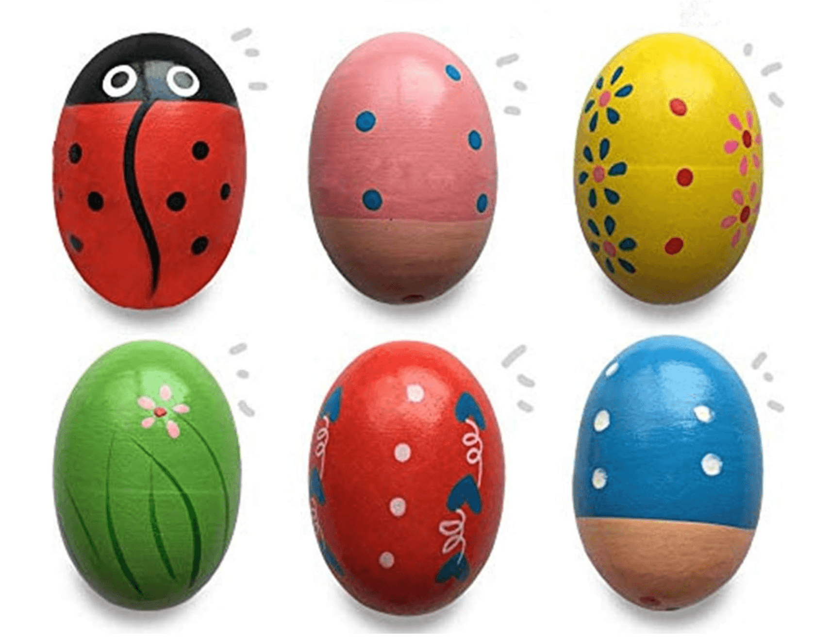Wooden Percussion Musical Shake Eggs Shakers (6 Pack)