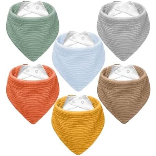 Muslin Baby Bibs,Soft Triangular Baby Bandana Drool Bibs for Baby Boy Girl,Solid Colors Bib for Drooling Teething