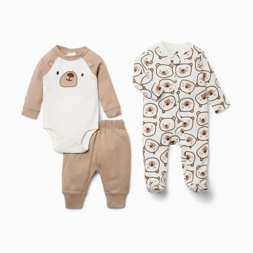 Small Story Organic Cotton 3-Piece Gift Set - Beary Good, 0-3 M