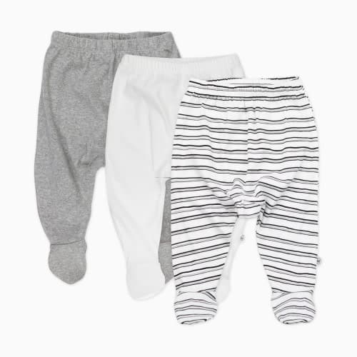 Honest Baby Clothing 3-Pack Organic Cotton Footed Harem Pants - Sketchy Stripe, 0-3 M